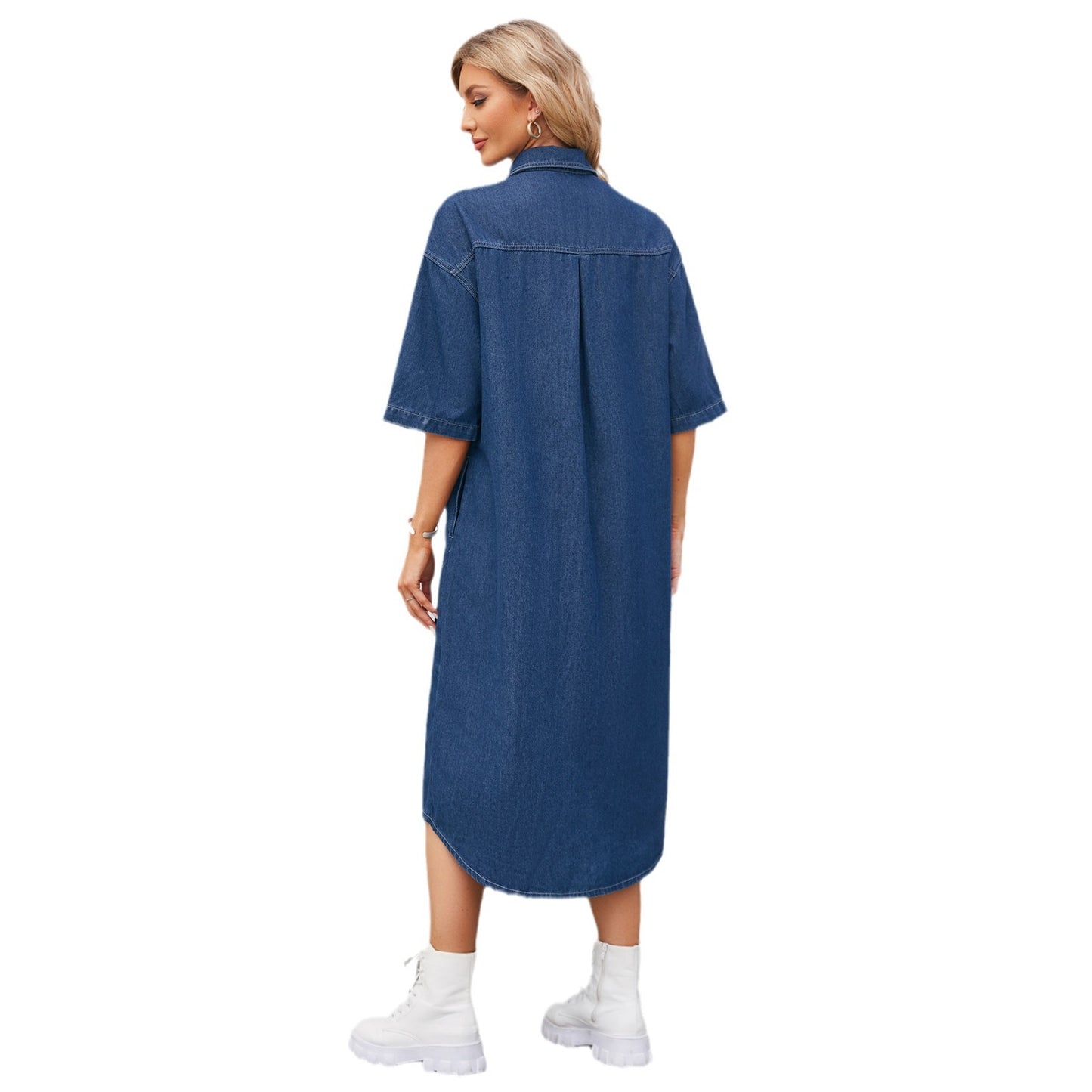 Robe en jean pour femmes avec col chemise et coupe cintrée Chic und Stil