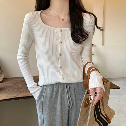 Cardigan pour femmes à manches longues avec col rond et motif côtelé texturé Chic und Stil