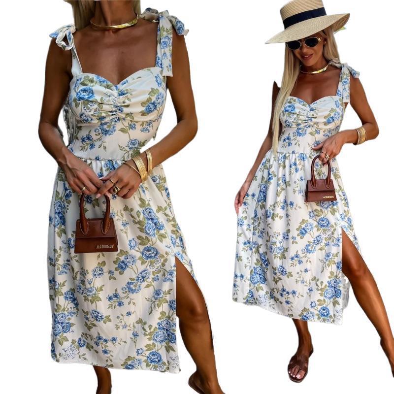 Robe midi en A pour femmes avec bretelles à nœuds Chic und Stil