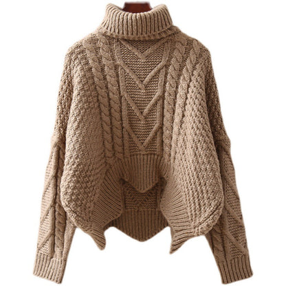 Dame Grand Pull avec Col Haut et Motif Tricot Chic und Stil