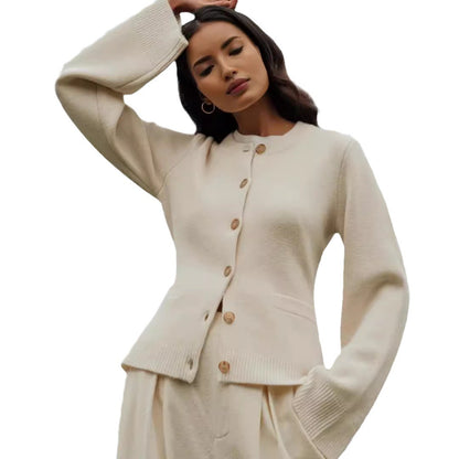 Dames élégant gilet en tricot avec détails de bouton et poches pratiques Chic und Stil