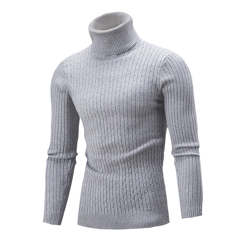 Pull-over à col roulé pour hommes avec un motif côtelé classique Chic und Stil