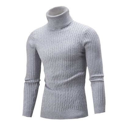Pull-over à col roulé pour hommes avec un motif côtelé classique Chic und Stil