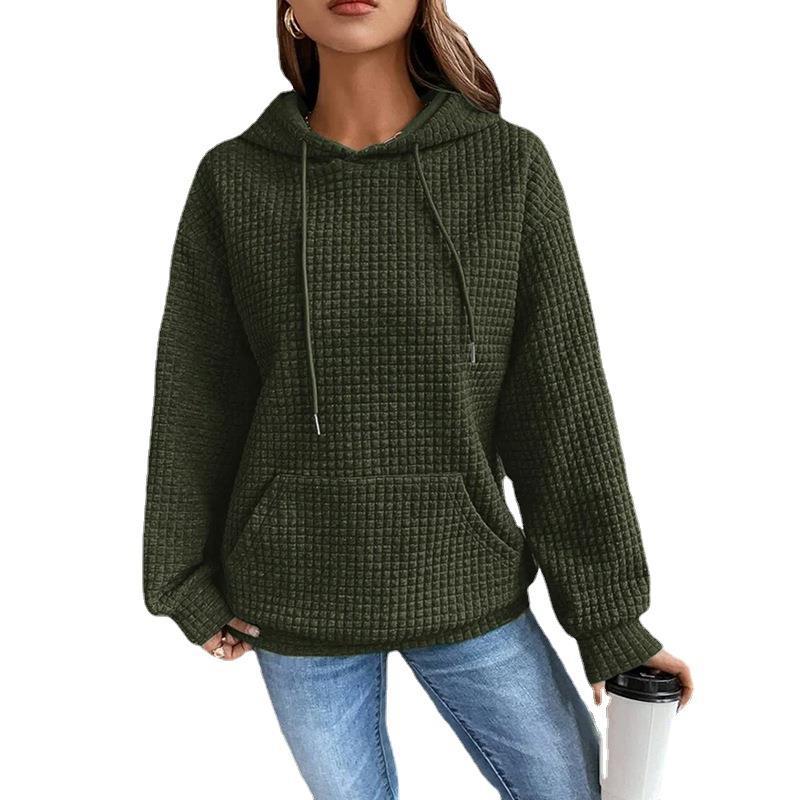 Sweat à capuche décontracté pour femmes avec surface texturée et poche kangourou pratique Chic und Stil