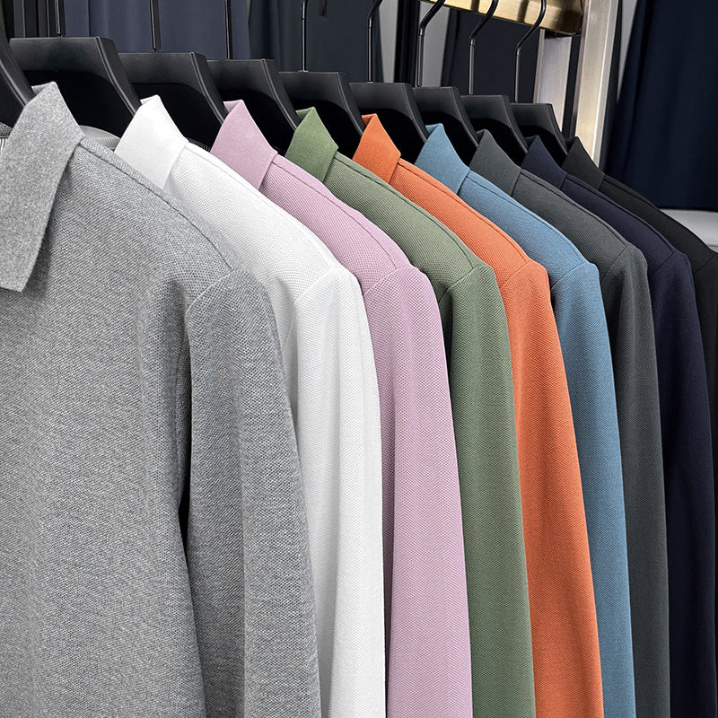 Men's Long Sleeve Polo with Structured Design and Breathable Properties Chic and Style