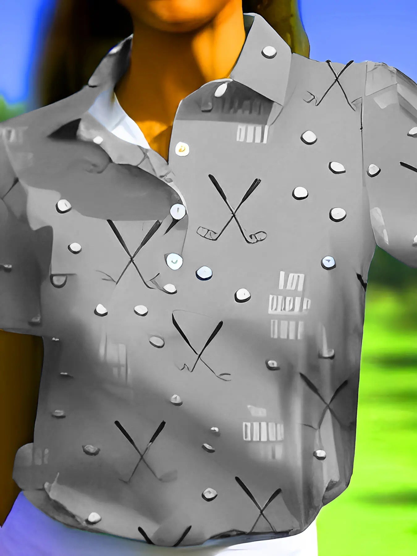 T-shirt polo pour dames avec un motif de golf moderne et une coupe confortable Chic und Stil