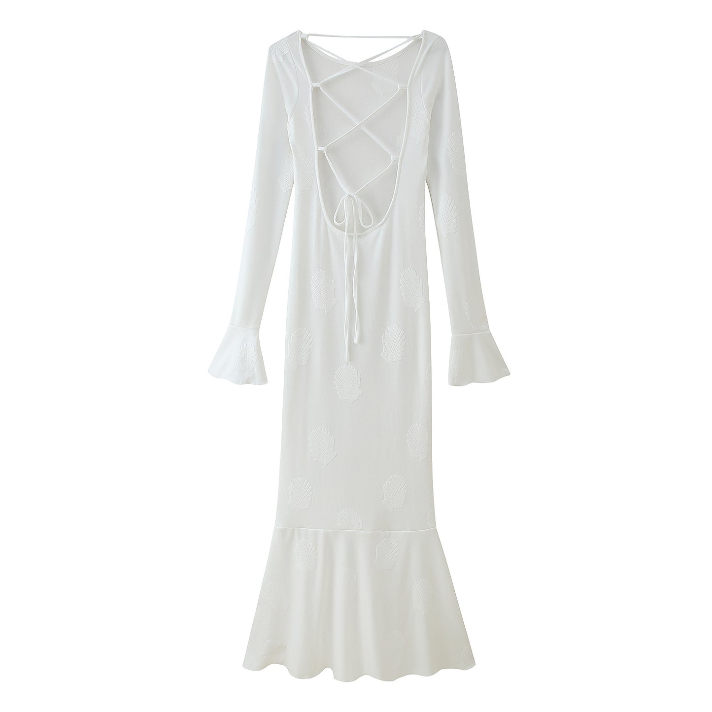 Dames Robe Maxi Élégante avec Manches Évasées et Design Floral Chic und Stil