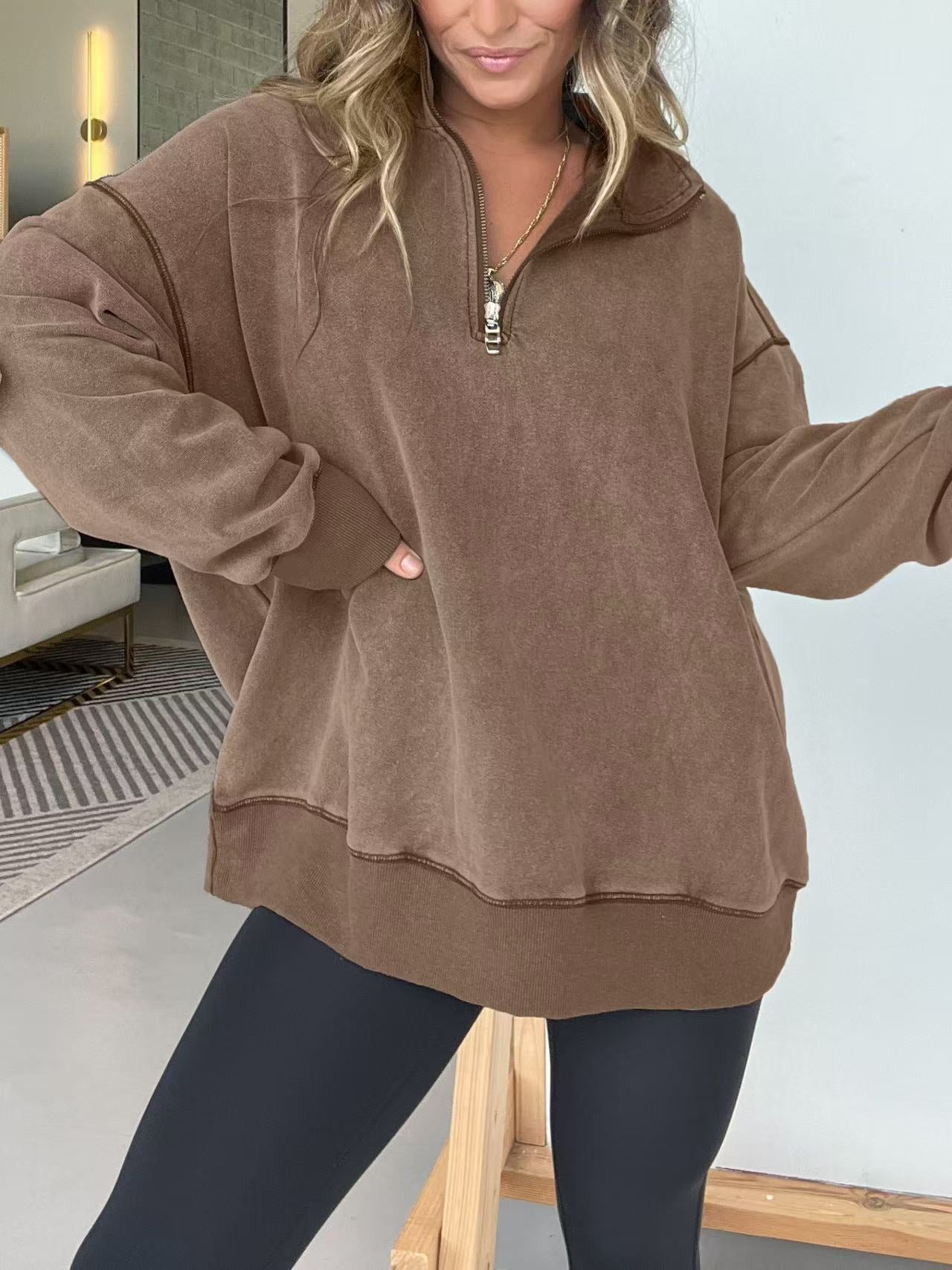 Ladies Comfortable Fleece Pullover with Half-Zip Chic and Style