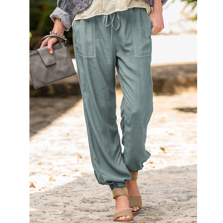 Ladies Comfortable Summer Pants with Elastic Waist and Practical Pockets Chic and Style