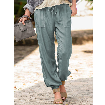 Ladies Comfortable Summer Pants with Elastic Waist and Practical Pockets Chic and Style