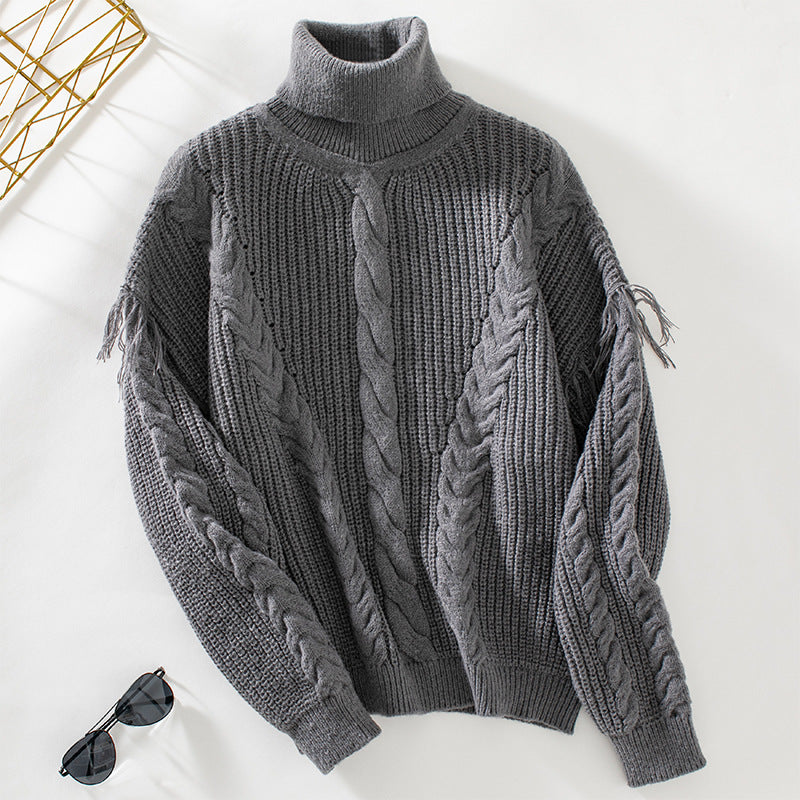 Pull en tricot pour femmes avec col montant et motif en torsades Chic und Stil