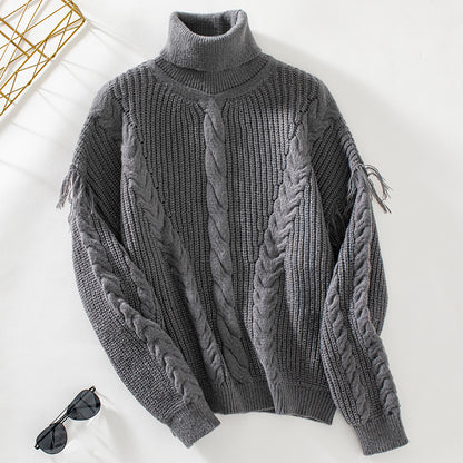 Pull en tricot pour femmes avec col montant et motif en torsades Chic und Stil
