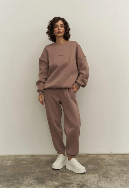 Dames décontracté ensemble de sweat à capuche surdimensionné avec cordon et manches longues Chic und Stil