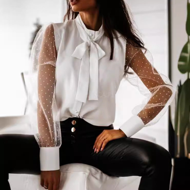 Dames élégante blouse à manches transparentes Chic und Stil