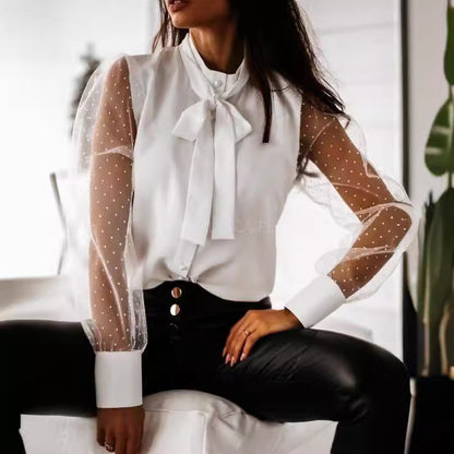 Dames élégante blouse à manches transparentes Chic und Stil