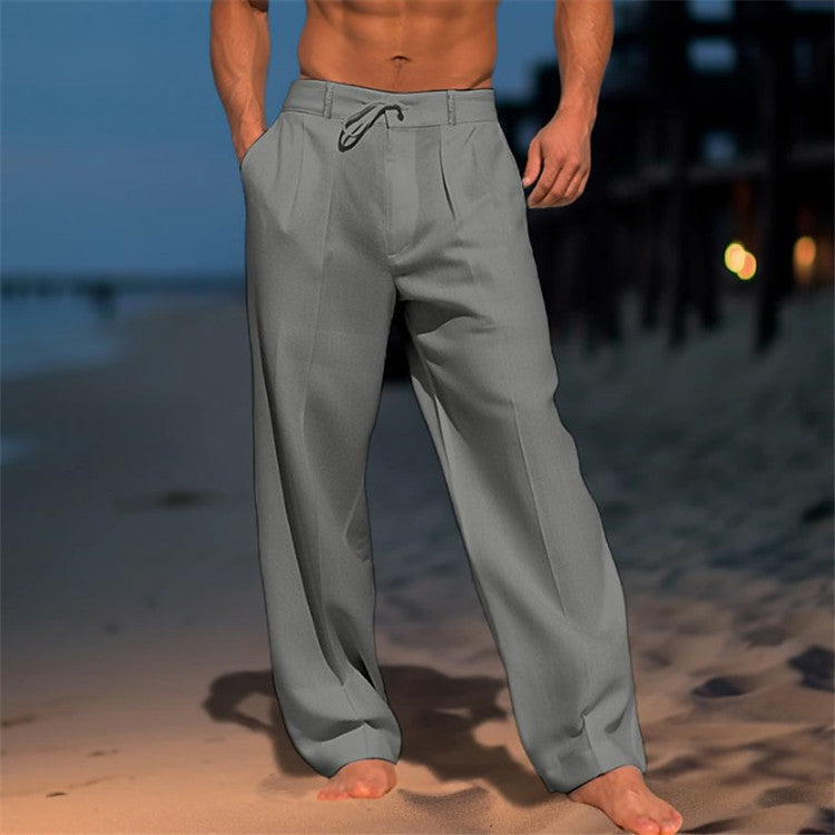 Pantalon d'été ample pour hommes avec taille élastique et poches pratiques Chic und Stil