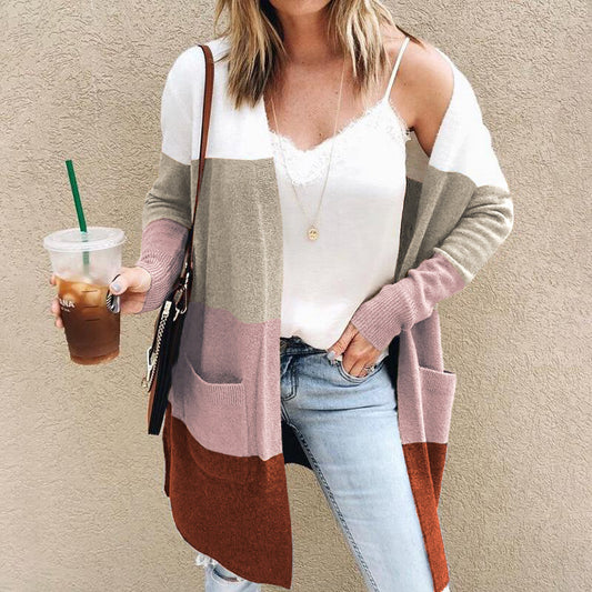 Veste en tricot pour femmes avec design en coloris bloc et poches pratiques Chic und Stil