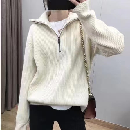 Pull en tricot pour femme avec col haut et demi-zip Chic und Stil