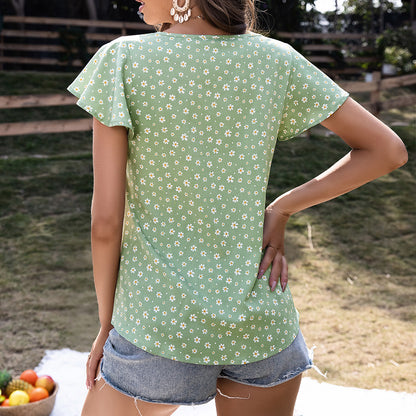 Chemisier d'été à fleurs pour femmes avec détails en volants et lacets Chic und Stil