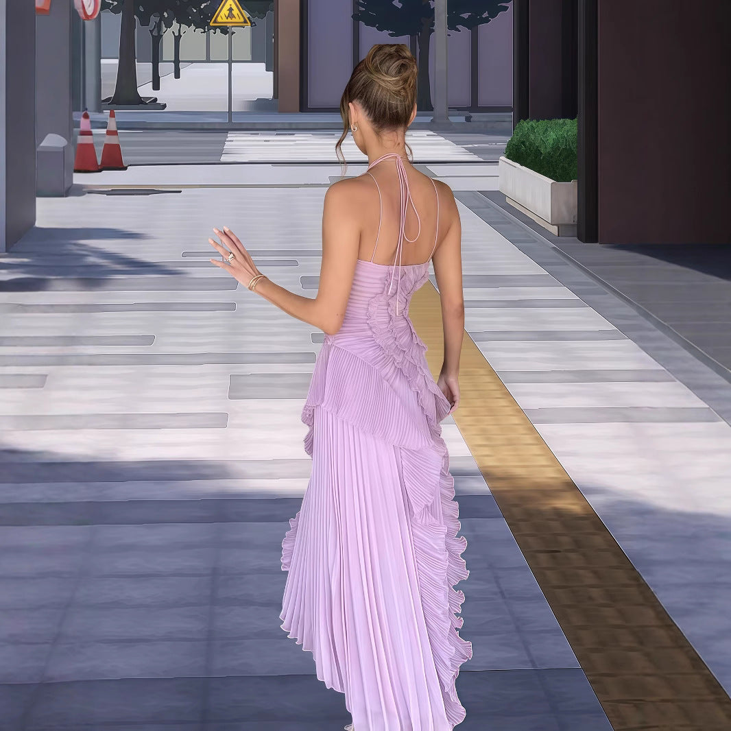 Robe portefeuille élégante pour femmes avec volants plissés et ourlet asymétrique Chic und Stil
