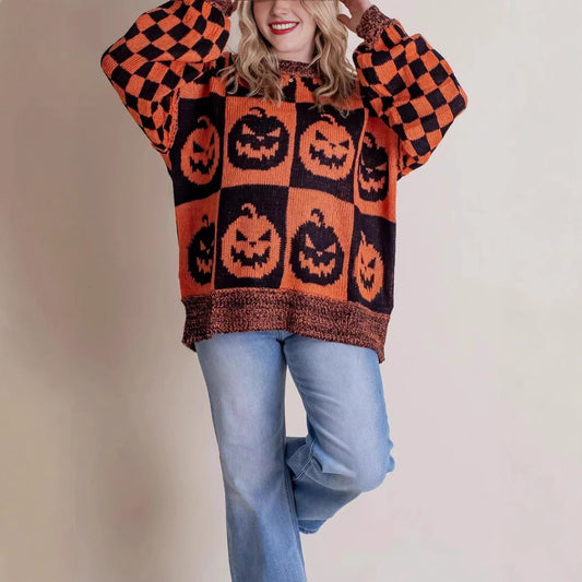 Dames Grand, confortable pull en tricot avec design de fantômes Chic und Stil