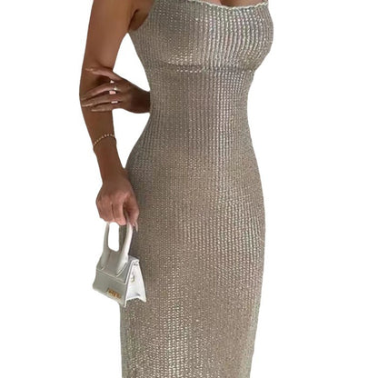Robe à paillettes glamour pour femmes avec des bretelles spaghetti et silhouette cintrée Chic und Stil