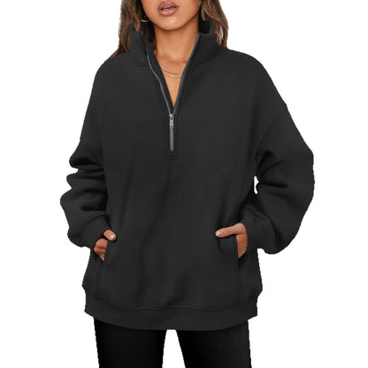 Fleece pullover for women with high collar Chic and Style