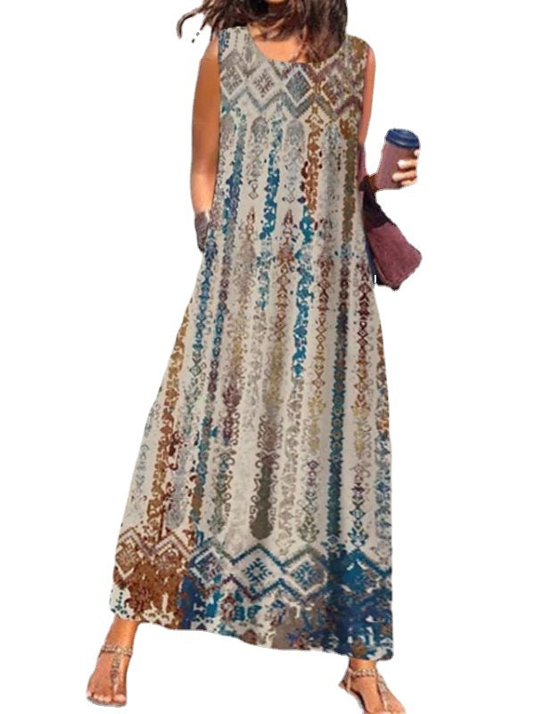 Robe maxi pour dames avec un élégant motif ondulé et un accent doré glamour Chic und Stil