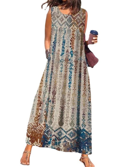 Robe maxi pour dames avec un élégant motif ondulé et un accent doré glamour Chic und Stil