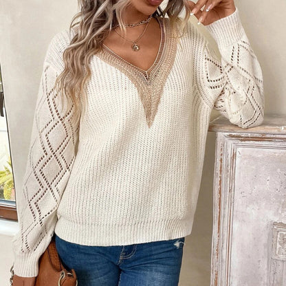 Pull en tricot pour femmes avec un décolleté en crochet raffiné Chic und Stil
