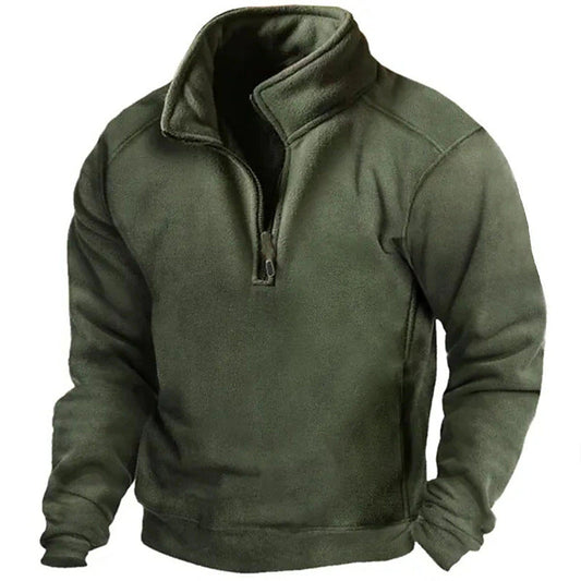 Pull-over Fleece pour hommes avec col haut et fermeture éclair pratique Chic und Stil