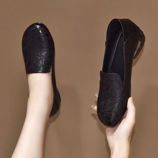Bottines à talons à enfiler pour femmes en cuir avec motif floral Chic und Stil