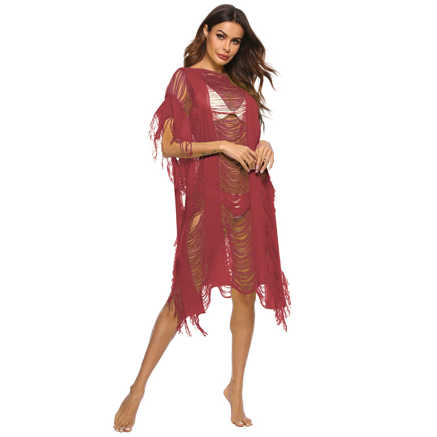 Dames Bohème Chic Franges couverture Kaftan Chic und Stil