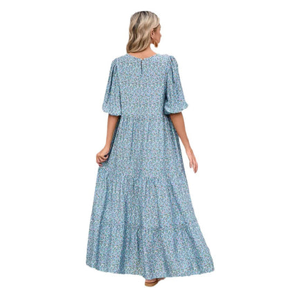 Robe maxi bohème pour femmes avec des manches bouffantes Chic und Stil