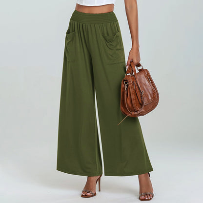 Wide Palazzo pants for women with elastic waistband and practical pockets Chic and Style