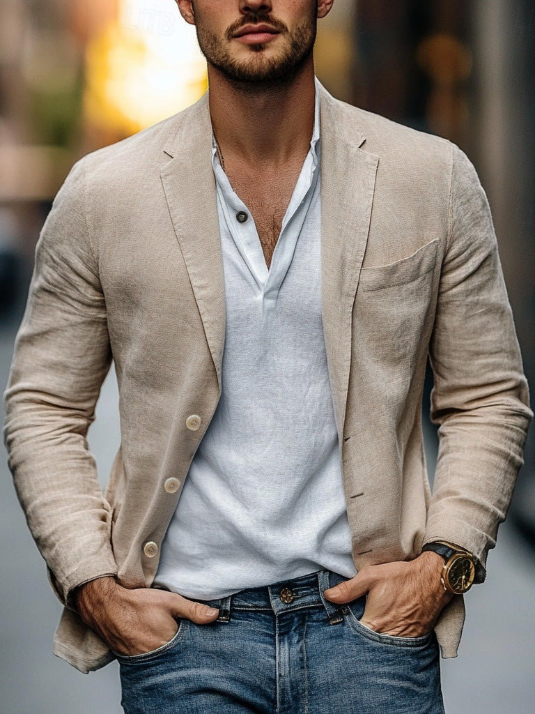 Blazer en lin décontracté pour hommes Chic und Stil