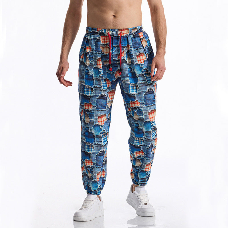Casual Harem Pants for Men with Colorful Pattern and Elastic Waist Chic and Style