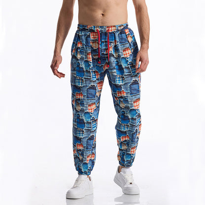 Casual Harem Pants for Men with Colorful Pattern and Elastic Waist Chic and Style
