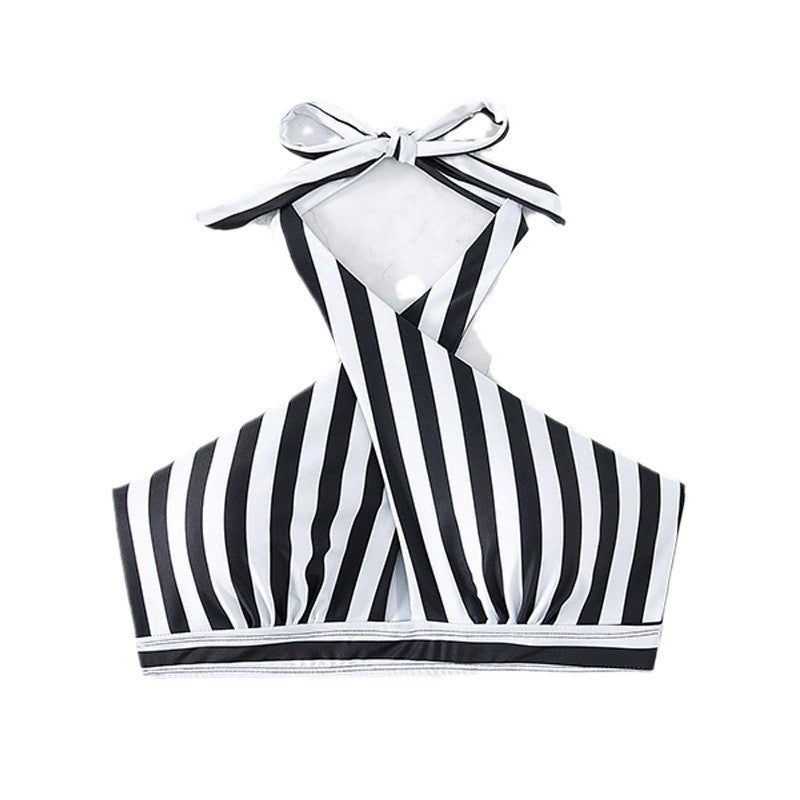 Dames Haut de bikini rayé à dos croisé Chic und Stil