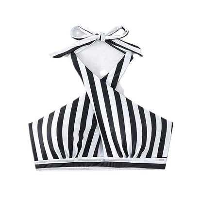 Dames Haut de bikini rayé à dos croisé Chic und Stil