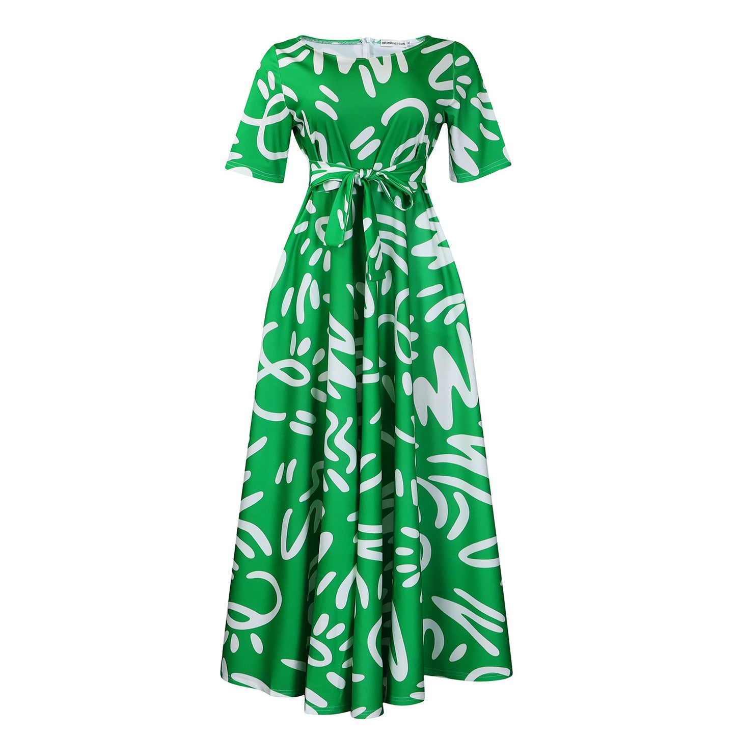 Robe maxi pour femmes avec un design graphique vif et des manches élégantes Chic und Stil