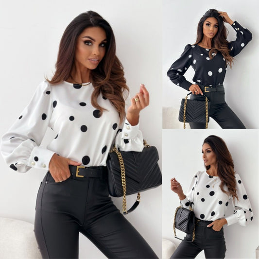 Blouse pour femmes avec manches bouffantes et pois Chic und Stil