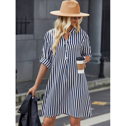 Robe chemisier rayée pour femmes Chic und Stil