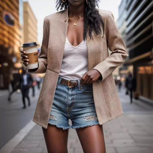 Blazer élégant pour femmes avec structure alvéolée et coupe cintrée Chic und Stil
