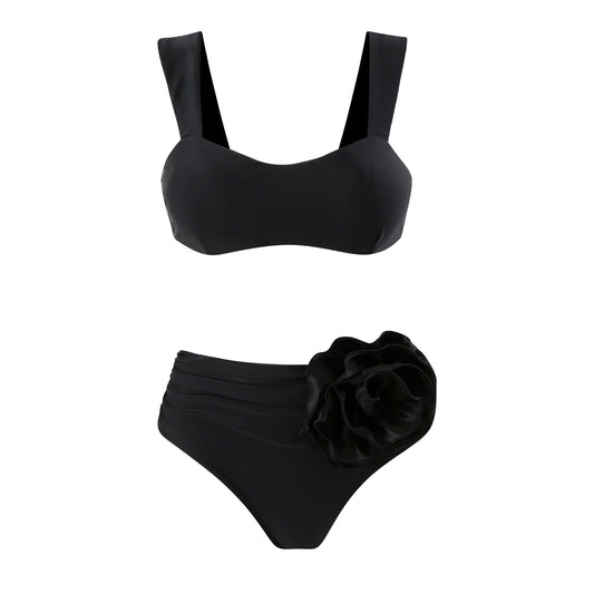 Bikini taille haute pour femme avec décor floral et larges bretelles Chic und Stil