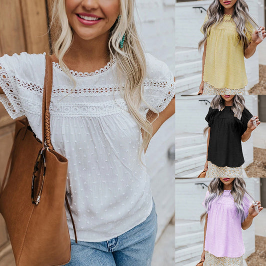 Blouse courte élégante pour femmes avec des accents en dentelle Chic und Stil