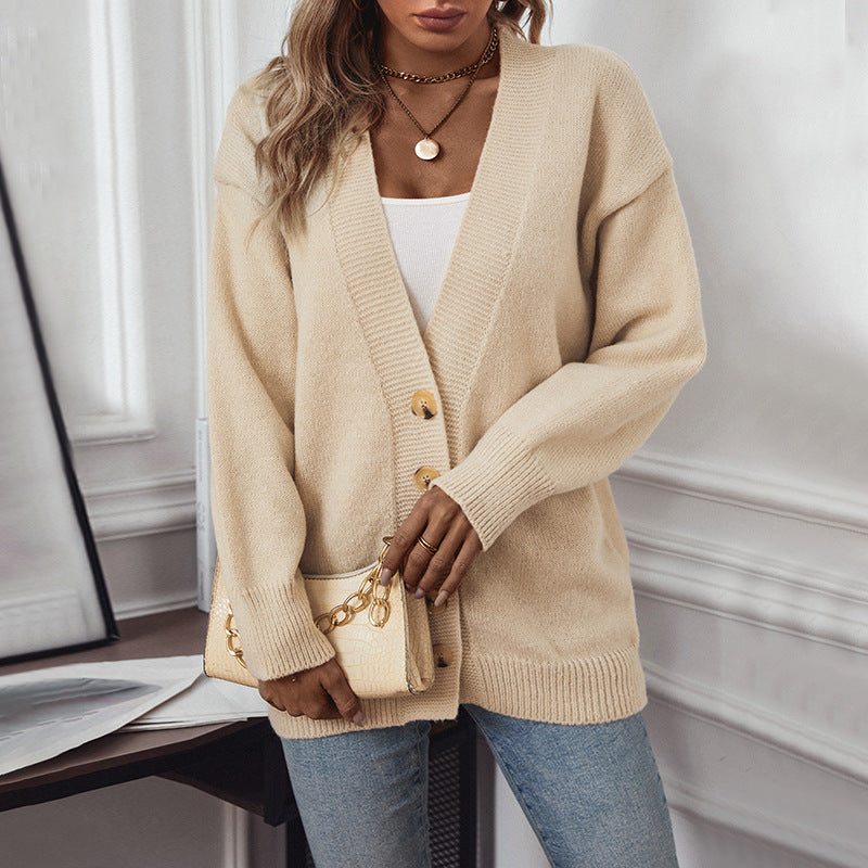 Dames confortable cardigan avec détails de boutons et décolleté en V profond Chic und Stil