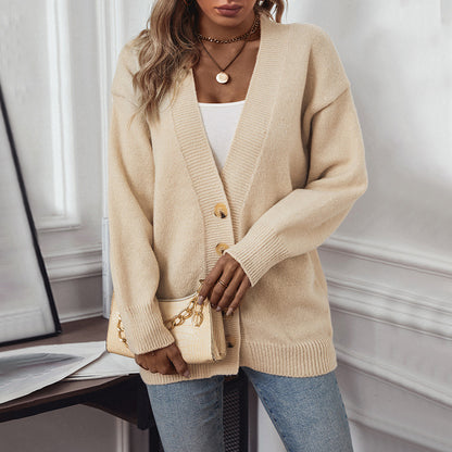 Dames confortable cardigan avec détails de boutons et décolleté en V profond Chic und Stil