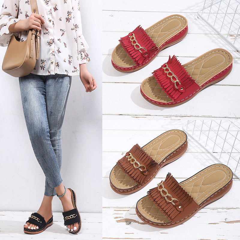 Dames Franges Slides Chic und Stil