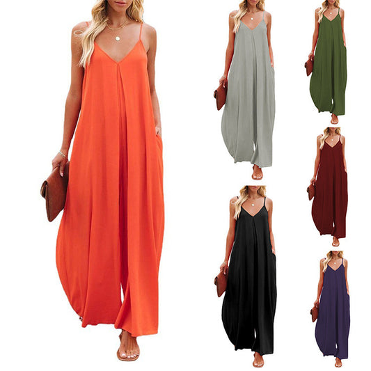 Robe maxi femme avec bretelles réglables et poches latérales Chic und Stil